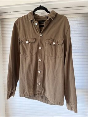 AllSaints women’s Lightweight Shirt Jacket in Taupe Brown